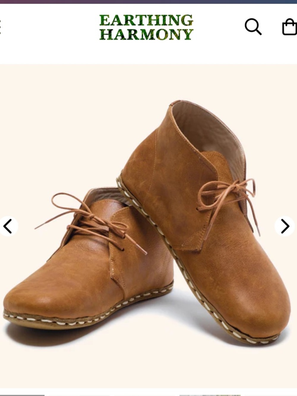 Earthing Harmony Grounding & Earthing Barefoot Chukka Boots in Cognac Brown Sz 8